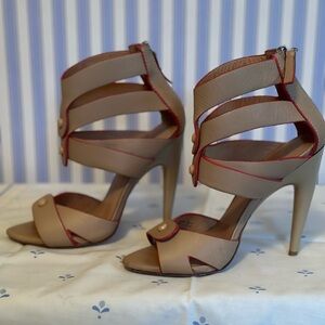 L.A.M.B. Elegant Beige High Heel Sandals GUC
